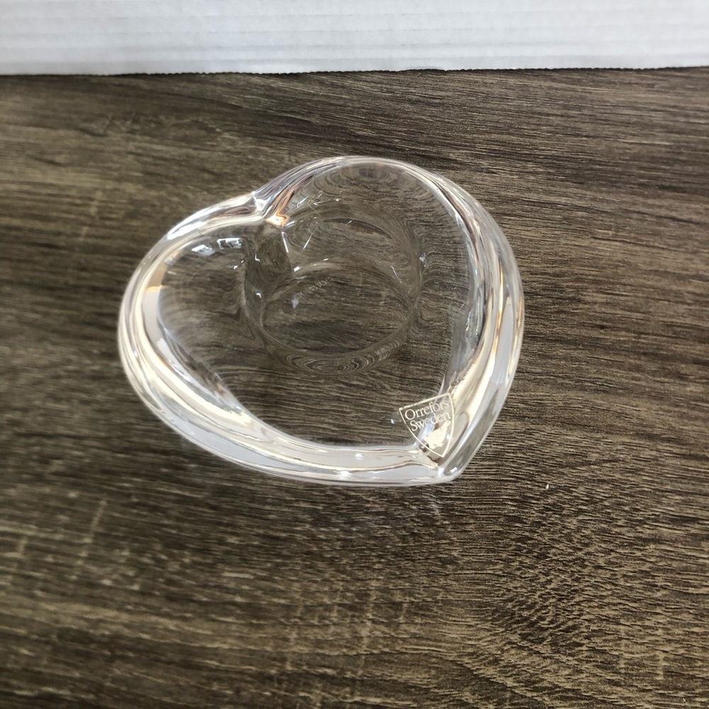 Orrefors Heart-Shaped Crystal Votive Holder